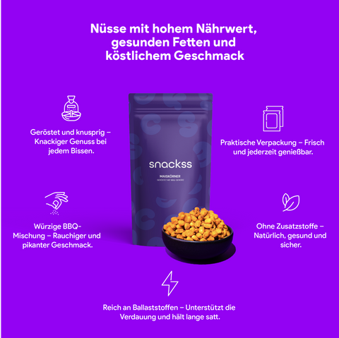 Maiskörner, geröstet mit BBQ-Gewürz 