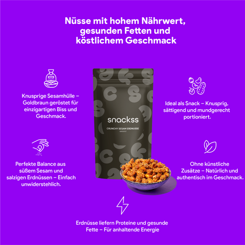 Erdnüsse, Crunchy mit Sesam 500g